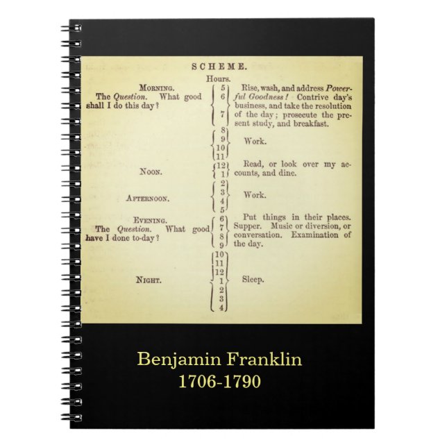 Carnet du programme de Benjamin Franklin (Devant)