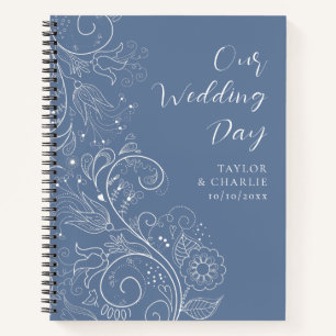 Carnet Dusty Blue élégant Mariage floral