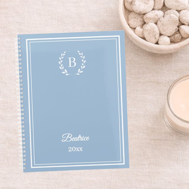Carnet Dusty blue Monogram Personalized Quiet Luxury (Créateur téléchargé)