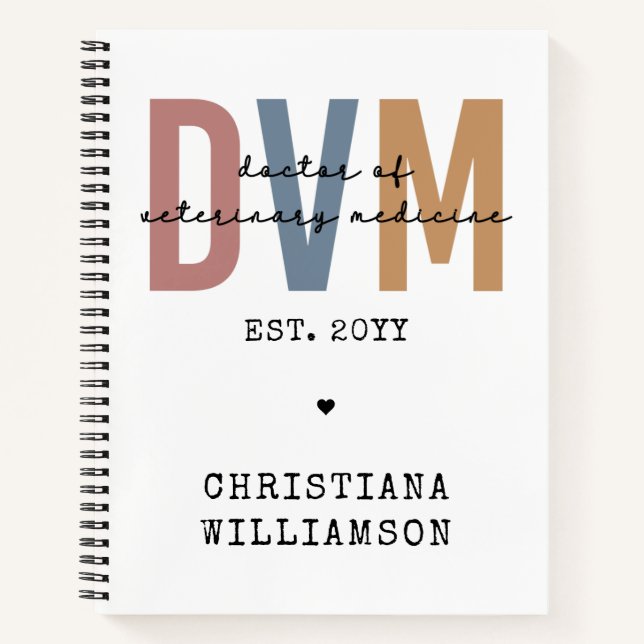 Carnet DVM personnalisé Docteur en médecine vétérinaire C (Devant)