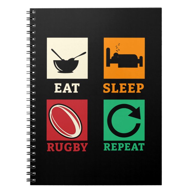 Carnet Eat Sleep Rugby Répéter le joueur de rugby Rugby e (Devant)