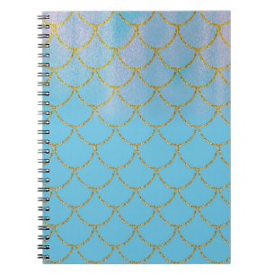Carnet Écailles de sirène scintillantes iridescentes bleu