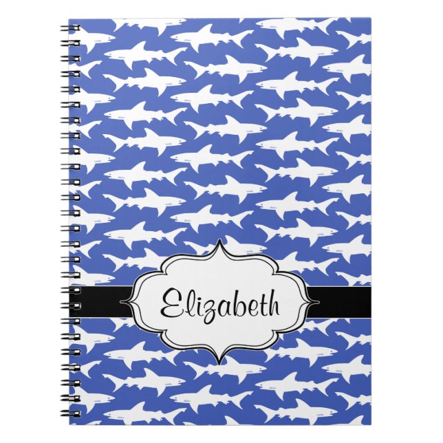 Carnet École des requins bleu et blanc drôles (Devant)