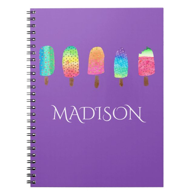 Carnet École faite sur commande pourpre de Popsicles (Devant)