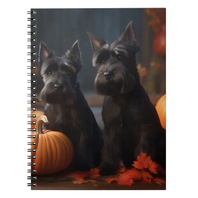 Carnet Écossais Terrier Chiot Automne Citrouille délice (Devant)
