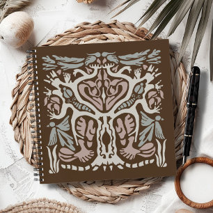 Carnet Écosystème d'arbre oiseau Art Abstrait Dessiné à l