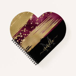 Carnet Écriture élégante moderne de cœur monogrammée 