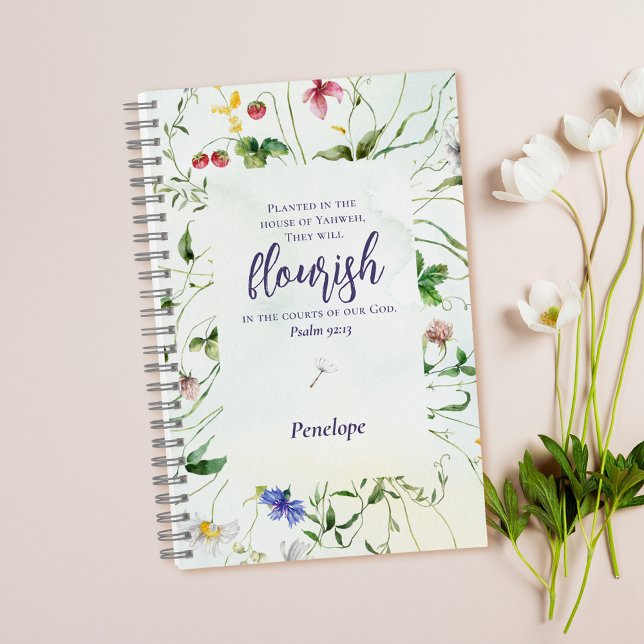 Carnet Écriture fleur sauvage aquarelle personnalisée (Créateur téléchargé)