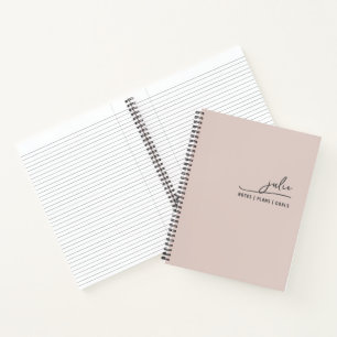 Carnet Écriture stylée rose pâle affaires personnel fémin