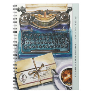 Carnet Écrivain Auteur Journaliste Aquarelle Monogramme