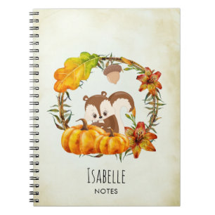 Carnet Écureuil de la couronne florale Automne Rustique