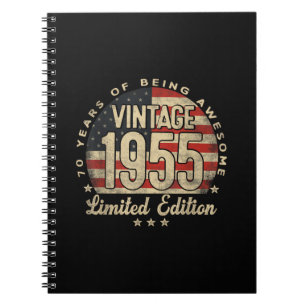 Carnet Édition limitée vintage 1955 Cadeaux USA 70 ans