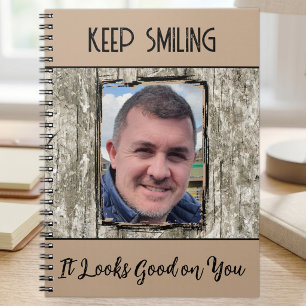 Carnet Effet bois gris faux sourire photo marron