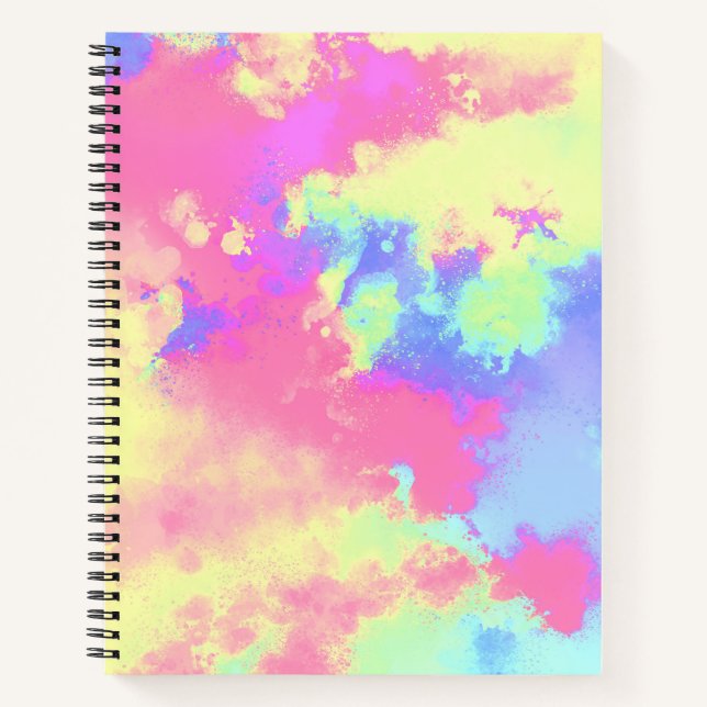 Carnet effet de projection de peinture arc-en-ciel rose j (Devant)