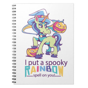 Carnet Éffrayant arc-en-ciel épell Halloween Unicorn sorc