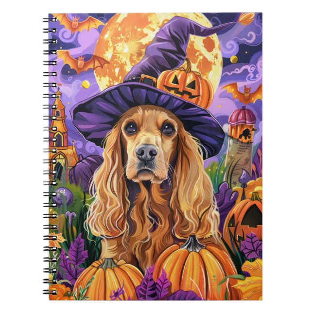 Carnet Éffrayant Cocker Spaniel Dog Halloween Witch Citro (Devant)