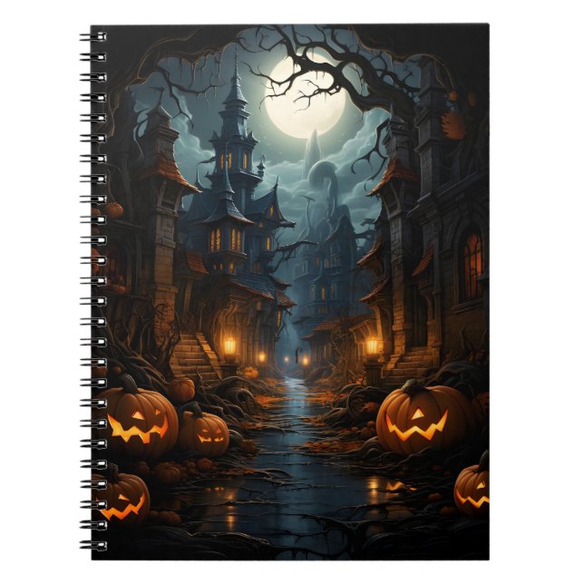 Carnet Éffrayant Haloween Citrouilles Dans La Vieille Vil (Devant)