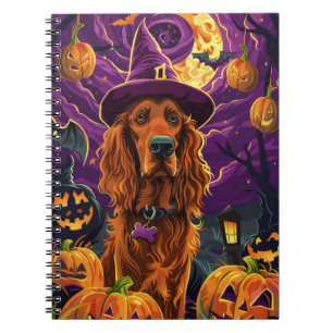 Carnet Éffrayant Irish Red Setter Citrouille de sorcière 
