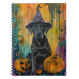 Carnet Éffrayant Labrador Chien Halloween Sorcière Et Cit