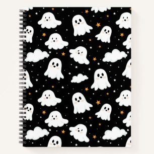 Carnet Éffrayant mignon Halloween Ghost Nuageux Star Sky