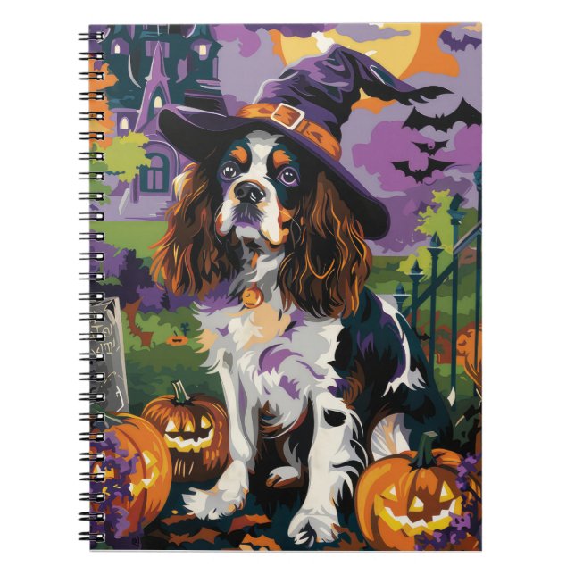 Carnet Éffrayant Springer Spaniel Halloween Witch Citroui (Devant)