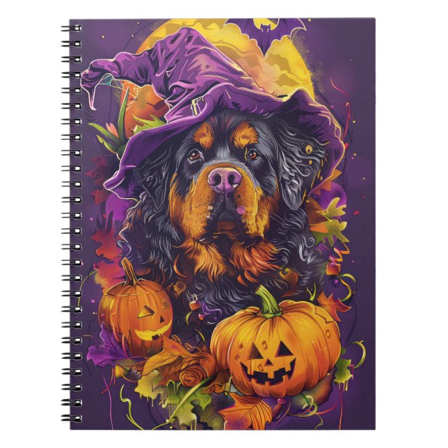 Carnet Éffrayant Tibétain Mastiff Chien Halloween Citroui (Devant)