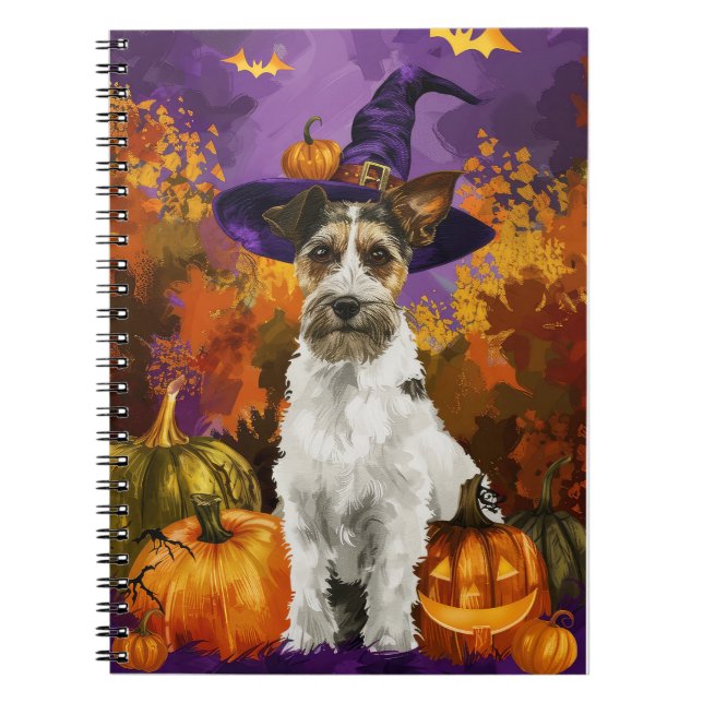Carnet Éffrayant Wirefox Terrier Chien Halloween Citrouil (Devant)