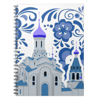 Carnet Eglises ukrainiennes de Kiev bleu et blanc Post-it