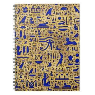 Carnet Egyptian hieroglyphic Lapis Lazuli and Gold