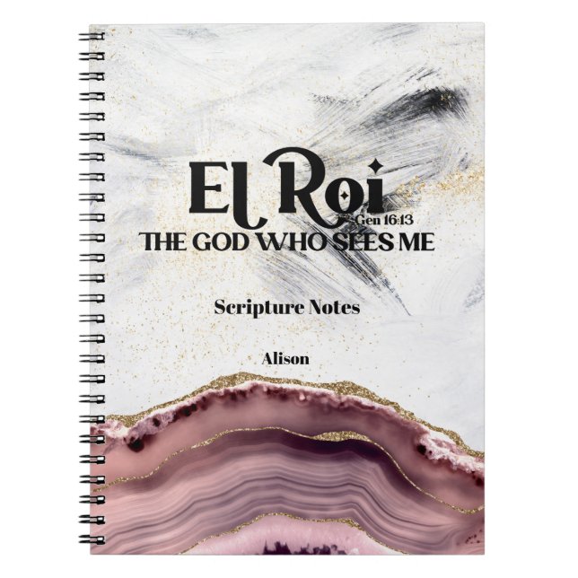 Carnet El Roi Le Dieu Qui Me Voit Écriture Monogramme (Devant)