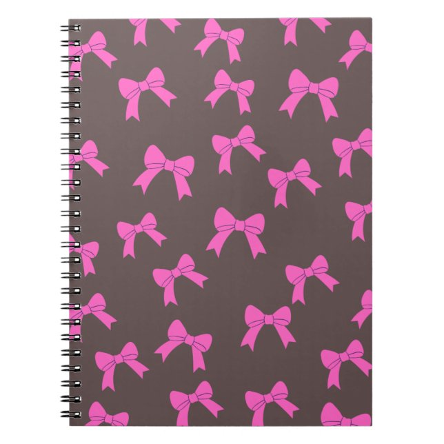 Carnet Élégance chic : Des vaches roses sur le noir (Devant)