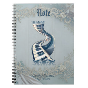 Carnet Élégance dans les touches de piano et les fleurs.