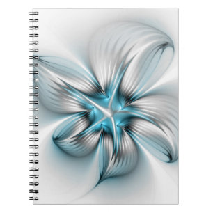 Carnet Élégance florale Art fractal bleu abstrait moderne