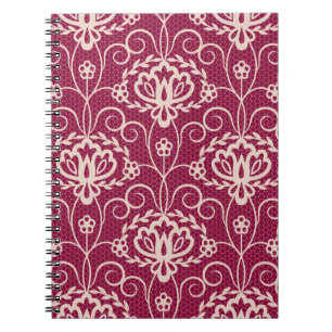 Carnet Élégance florale : Motif de dentelle rouge