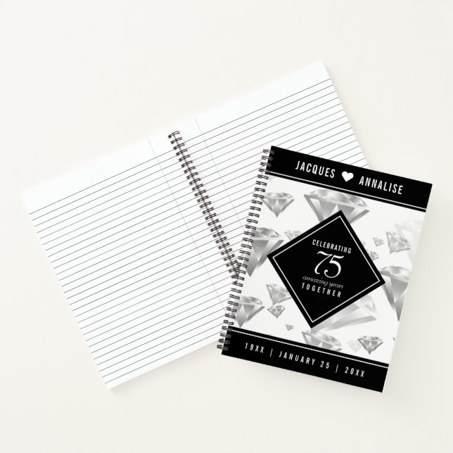Carnet Élégant 75e anniversaire de Mariage de diamant (Intérieur)