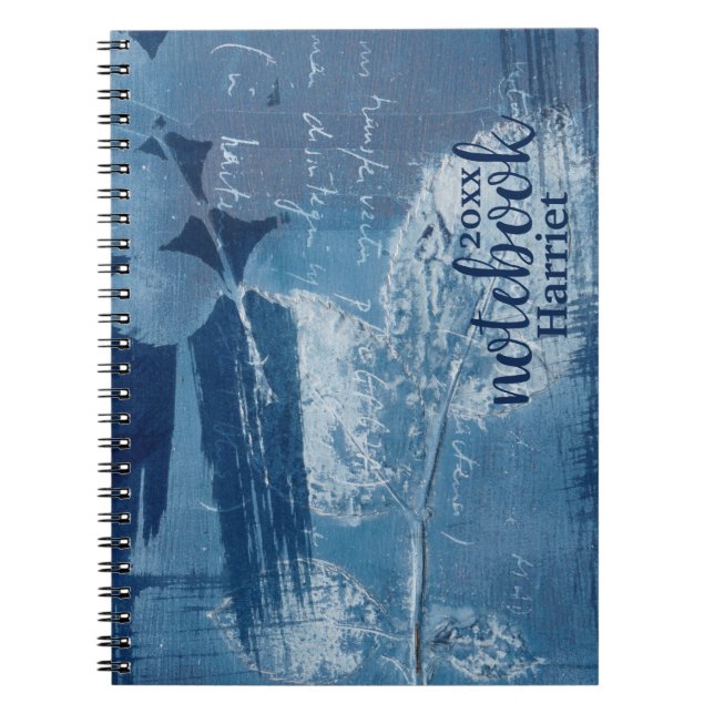 Carnet Élégant Abstrait bleu brushstrokies (Devant)