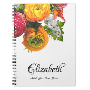 Carnet Elégant Aquarelle Fleurs Rose Floral Modèle