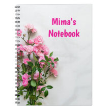 Carnet élégant avec prénom personnalisé rose