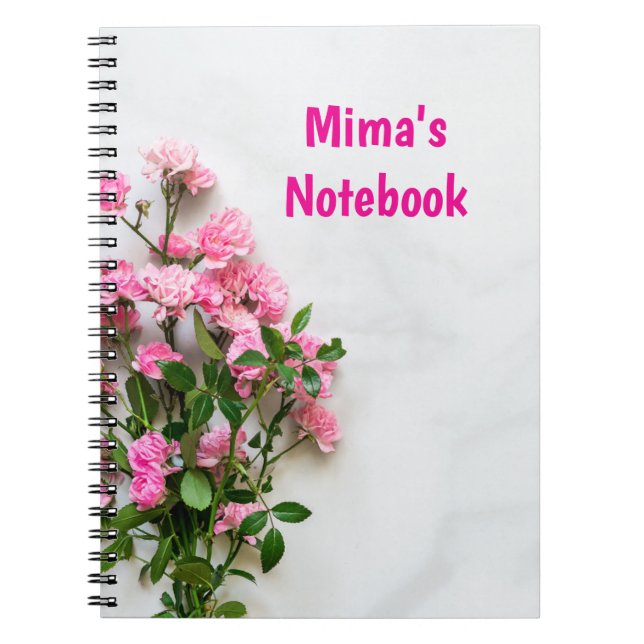 Carnet élégant avec prénom personnalisé rose (Devant)