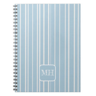 Carnet Élégant bébé bleu rayé monogrammed