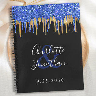 Carnet Elégant Black Blue Gold Parties scintillant Mariag