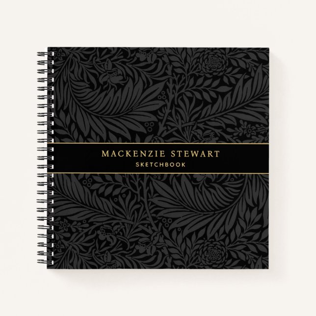 Carnet Elegant Black Floral Pattern Sketchbook (Devant)