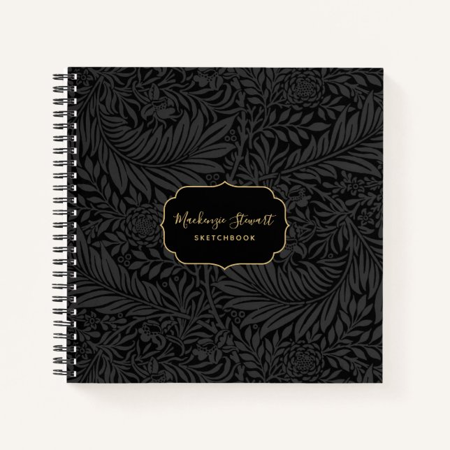 Carnet Elegant Black Floral Pattern Sketchbook (Devant)