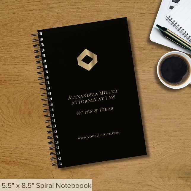 Carnet Elegant Black Gold Logo Business (Créateur téléchargé)