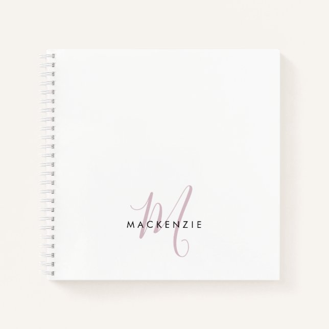 Carnet Élégant blanc blanc blanc clair rose Script Monogr (Devant)