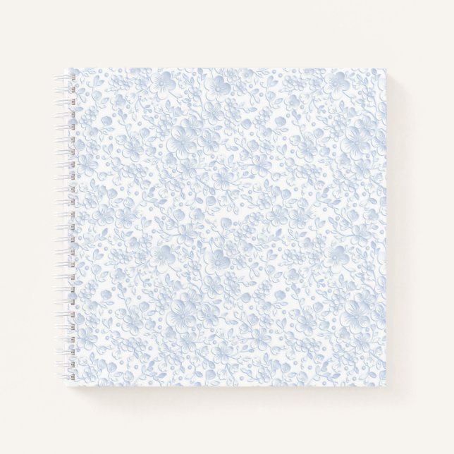 Carnet Élégant Blanc Floral Hibiscus Daisies Motif | (Devant)