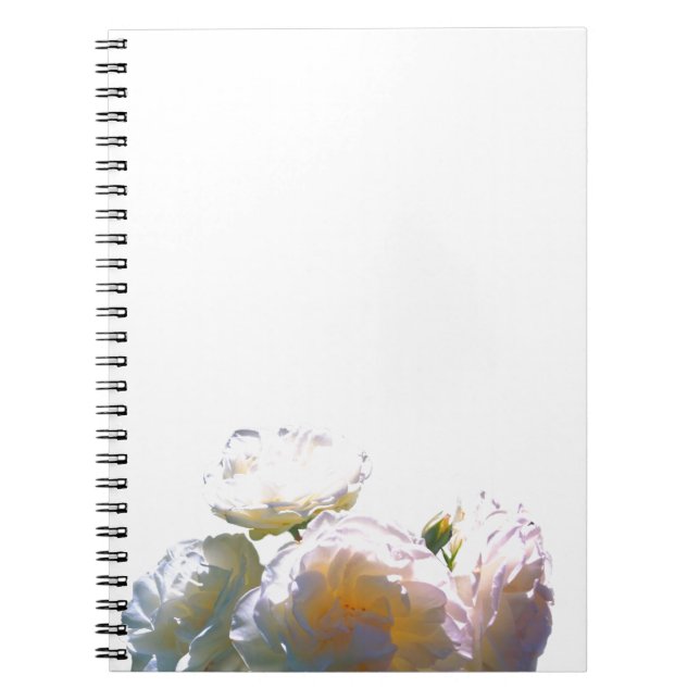 Carnet Elégant blanc pêche orange roses (Devant)