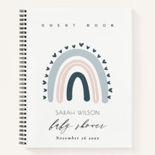 CARNET ÉLÉGANT BLEU BLUSH RAINBOW HEART BABY SHOWER