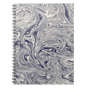 Carnet Elégant bleu et Marbre blanc spiral