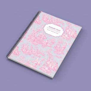 Carnet Elégant bleu vintage toile de jouy petit